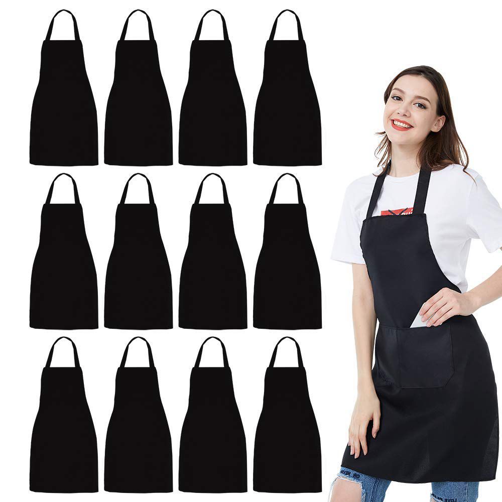 Kitchen Baking Drawing - Tablier bavoir noir unisexe lavable en